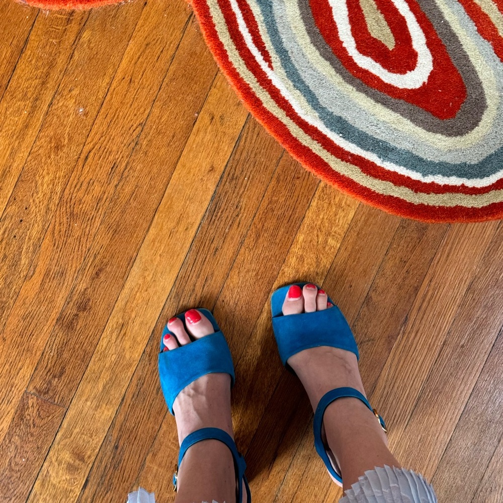Cline Sude Blue Sandals View 2